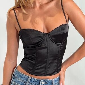 Princess Polly Black Satin Camisole